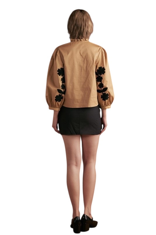 Embroidered Poplin Top- 2 Colors!!