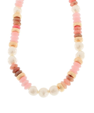 Pearl & Gemstone Necklace- 4 Colors