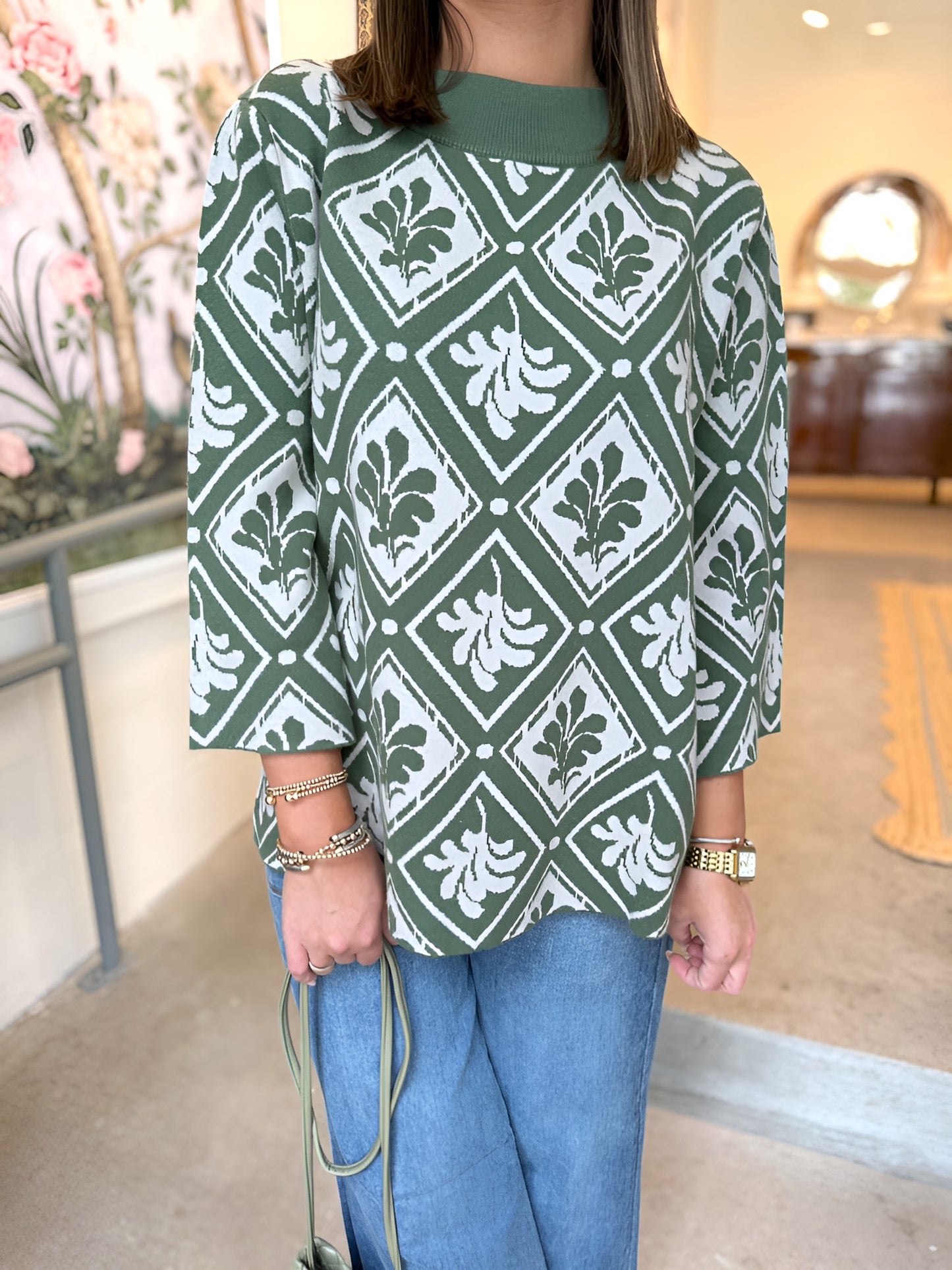 Mock Neck Sweater in Olive