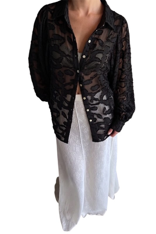 Sheer Textured Button-down- 2 Colors