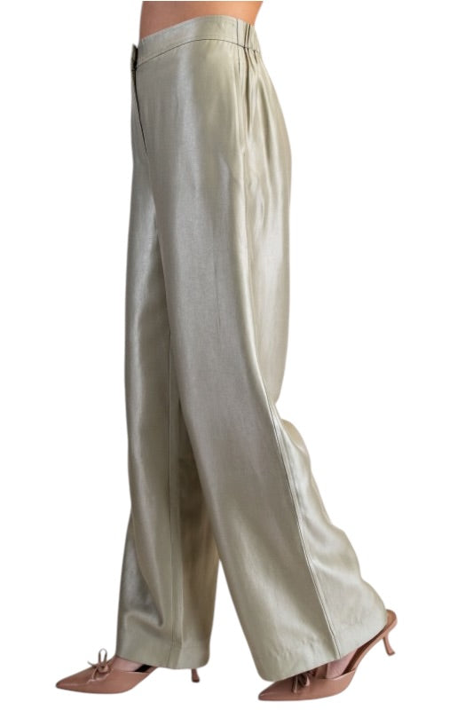 Taffeta Straight Pant in Dusty Sage