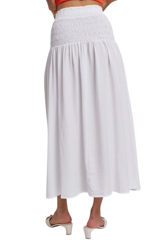Smocked Waist Midi Skirt