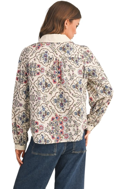 Mixed Florals Center Banded Top
