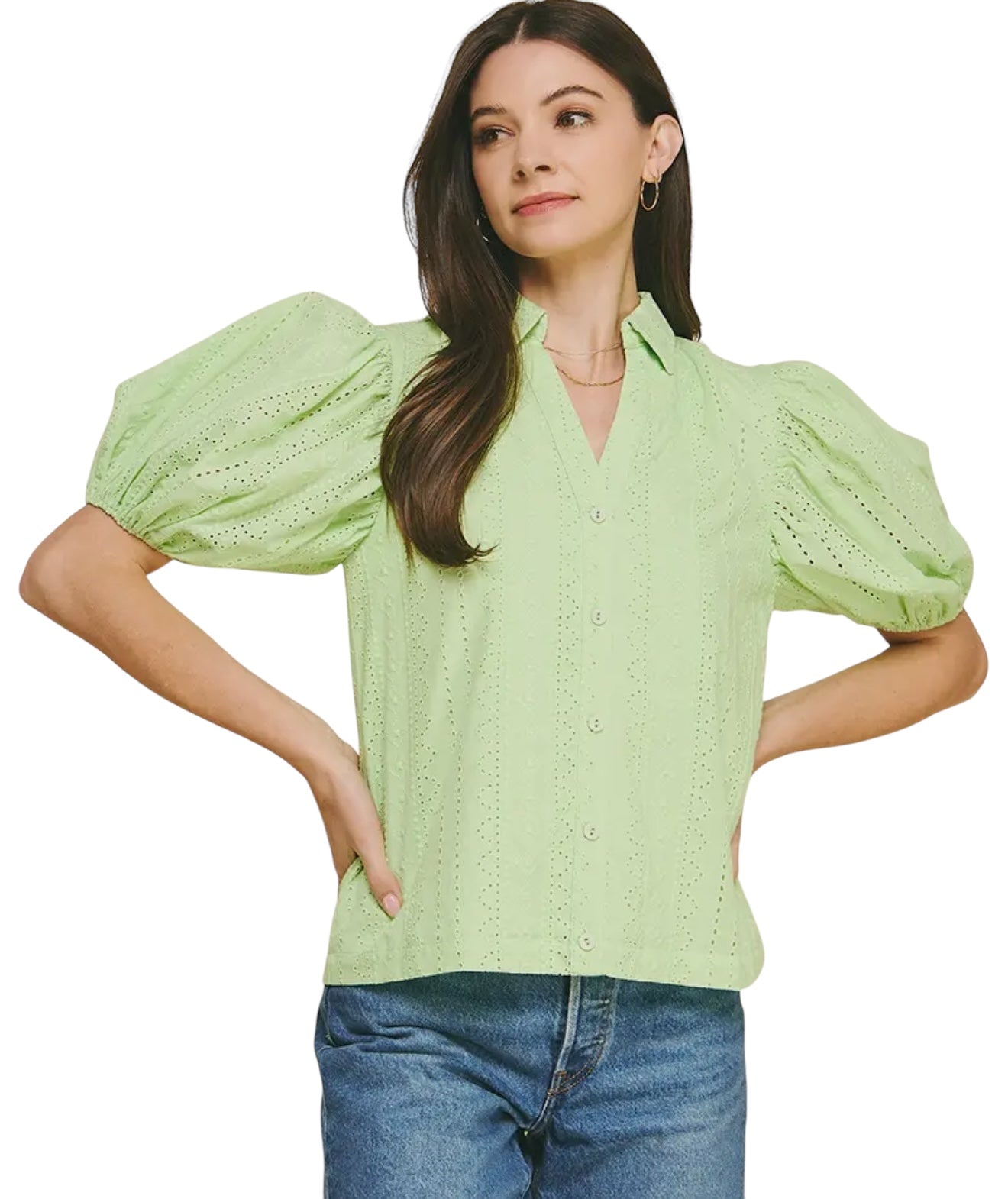 Lime Eyelet Blouse