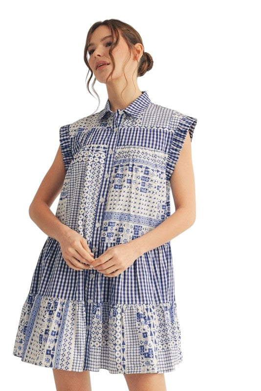 Mixed Patterns Cap Sleeve Mini