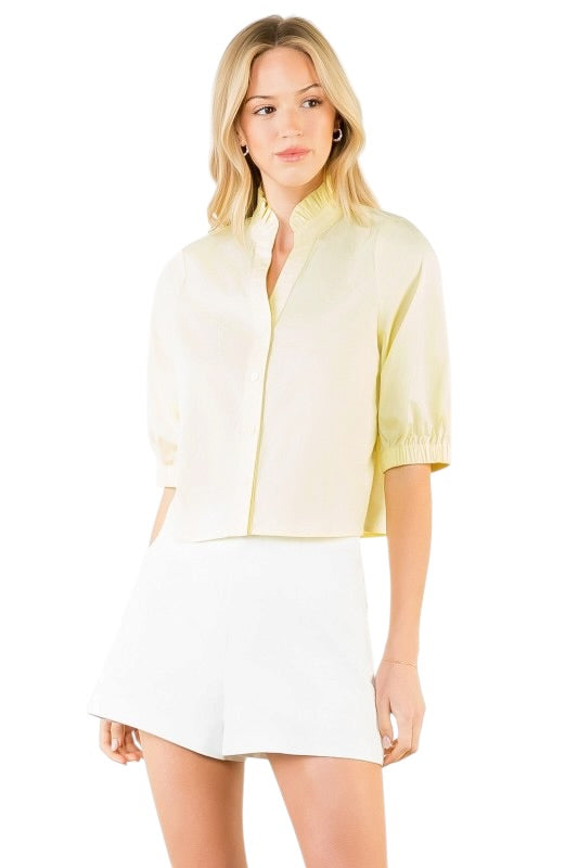 Ruffle Poplin Top - 4 Colors
