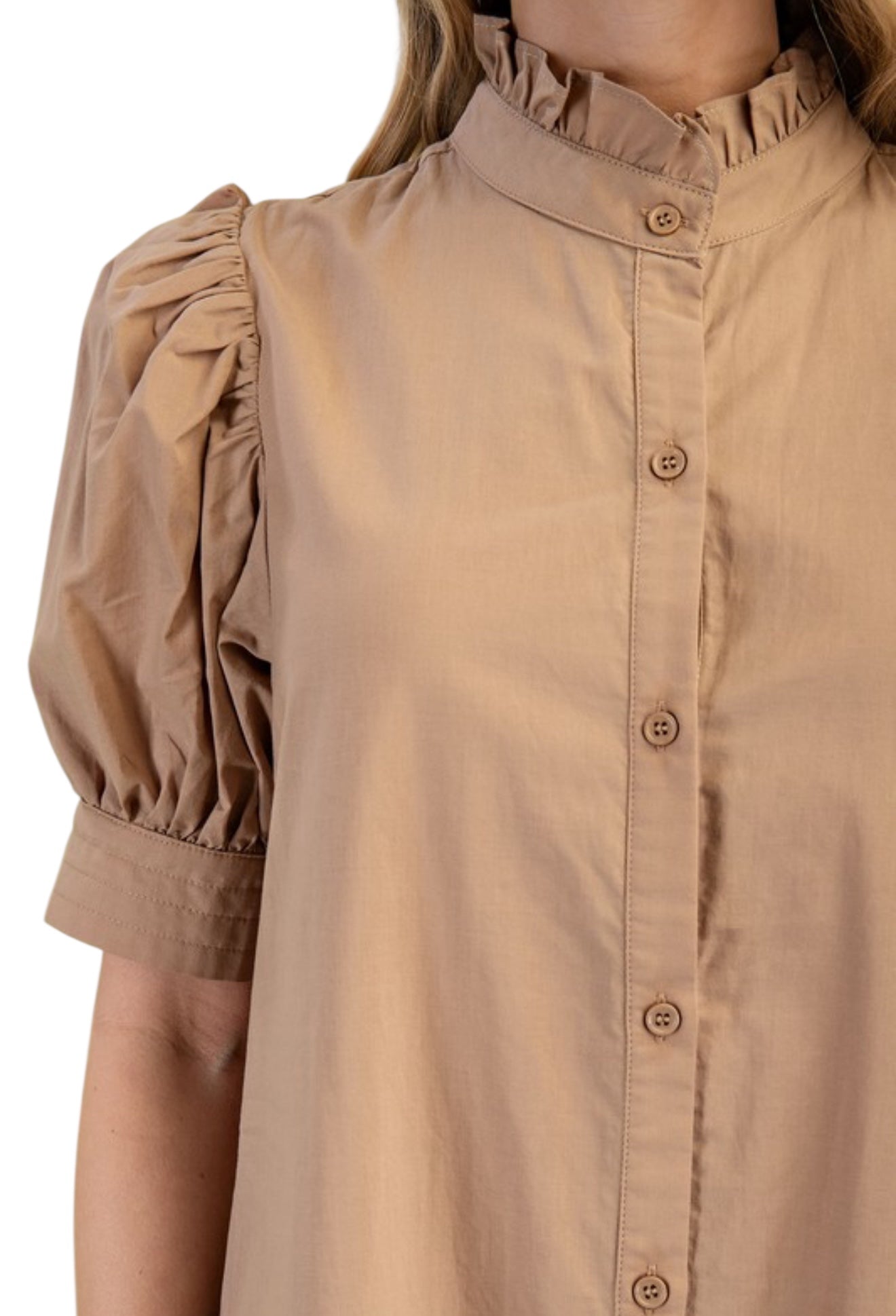Poplin Shirt Dress in Latte