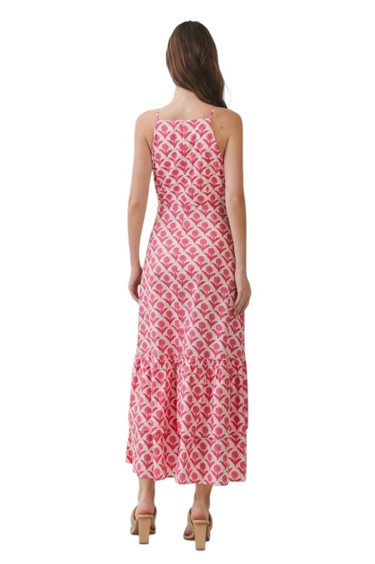 Pink BlockPrint Midi