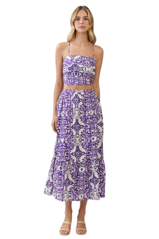 Purple Medallion Ruched Top