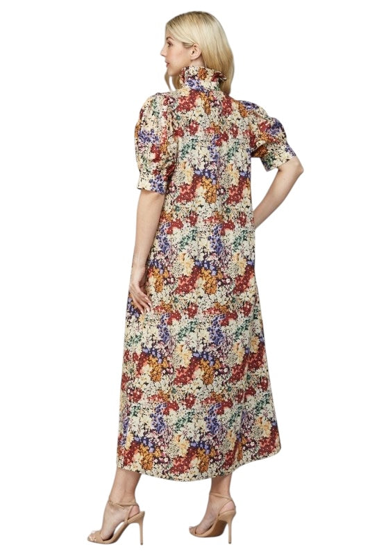 Fall Florals Shirt Dress