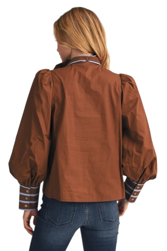 Tie Detail Poplin Blouse- 2 Colors
