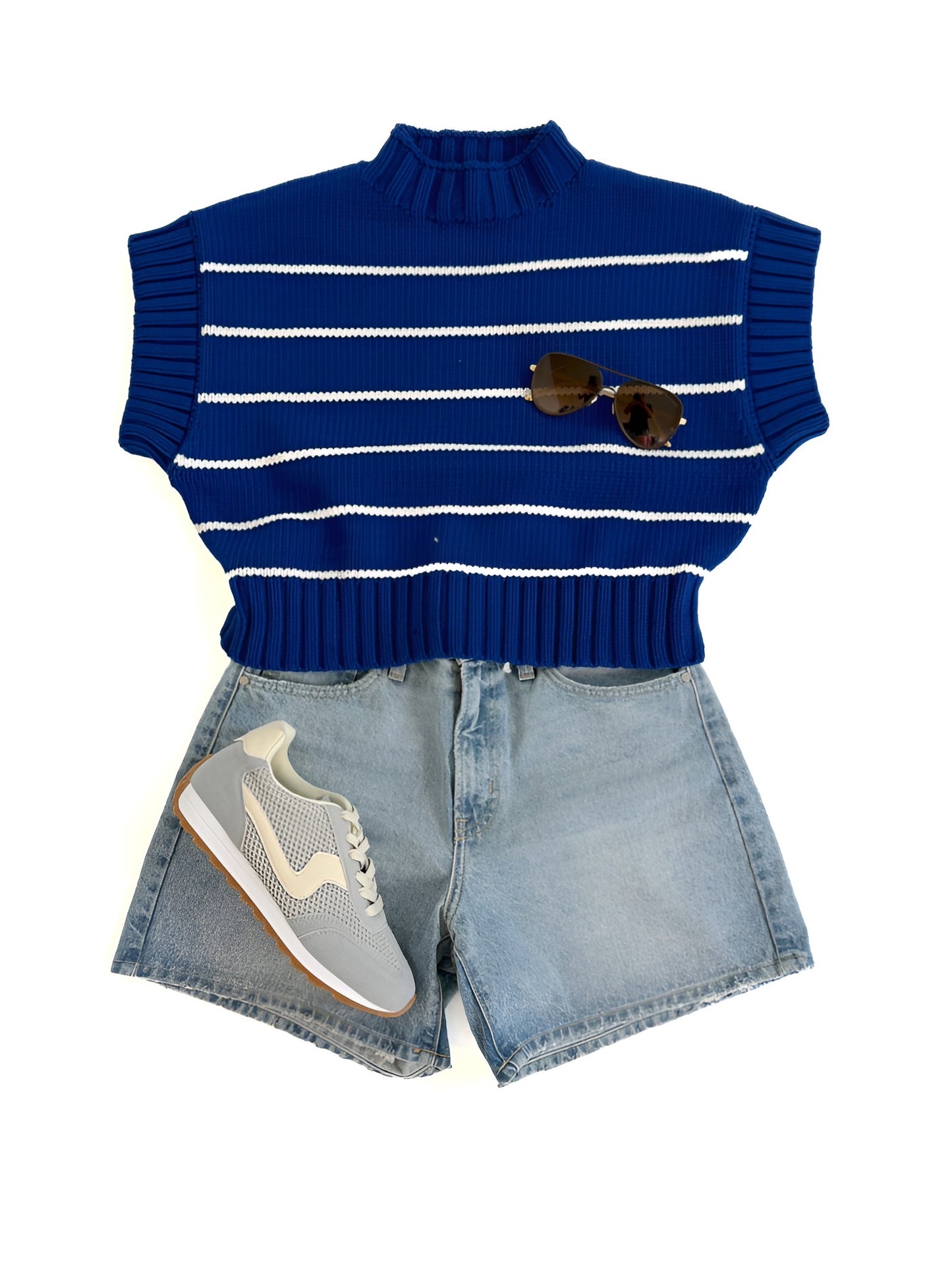 Stripe Mock Neck Sweater - 2 Colors