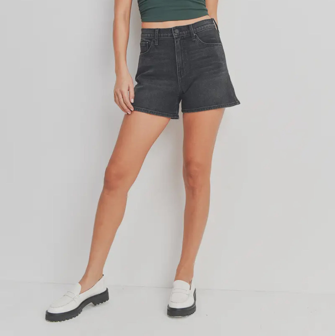 Mom Short in Black Denim