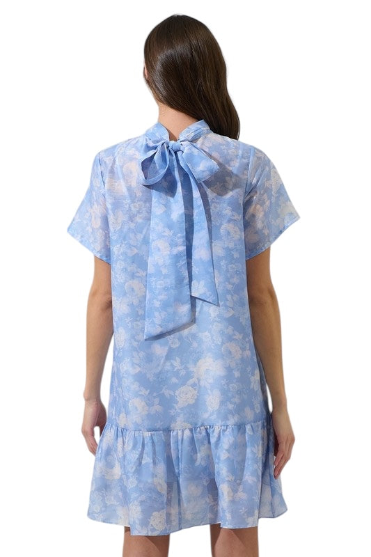 Blue Floral Organza Mini