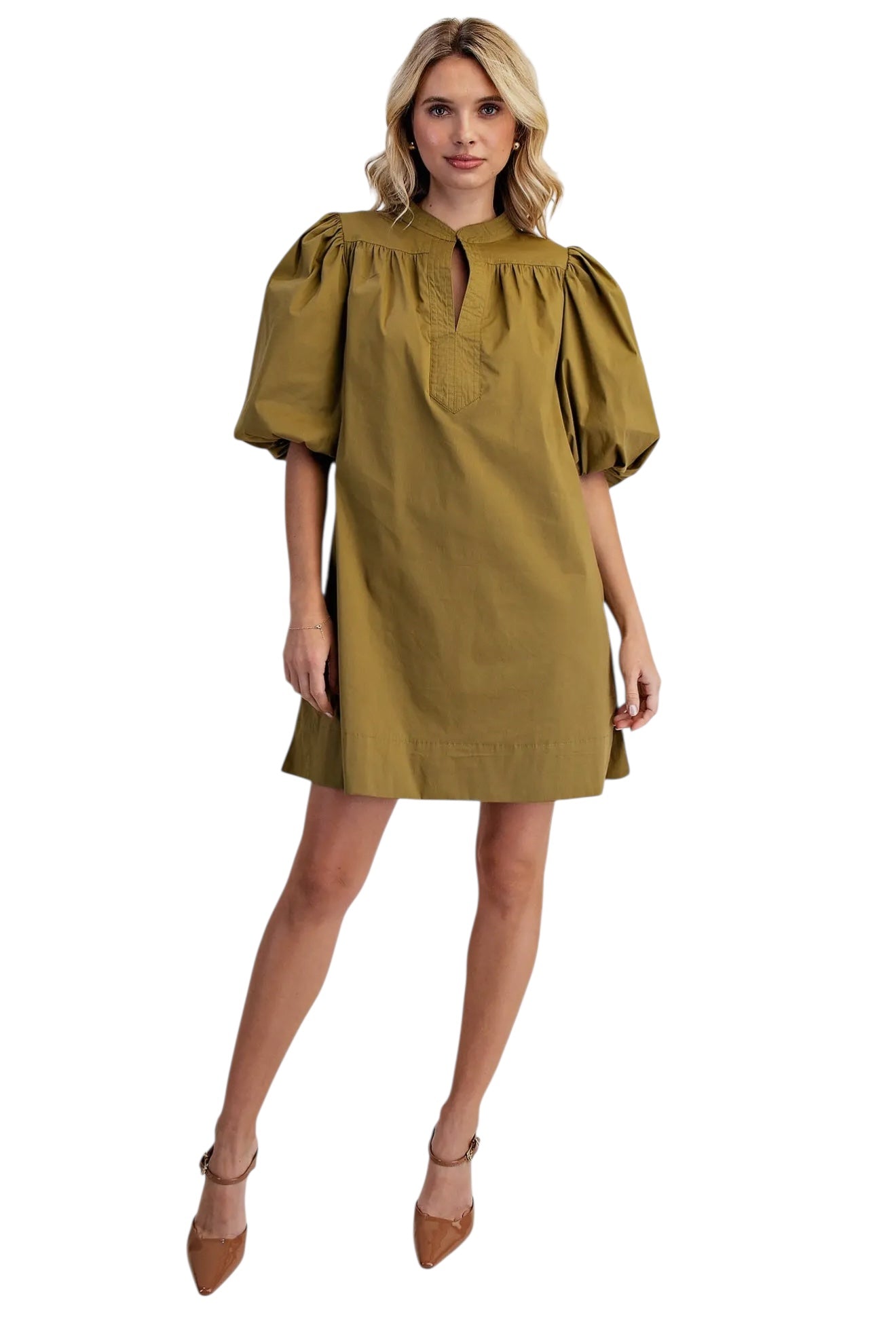 Mandarin Collar Poplin Mini In Citron