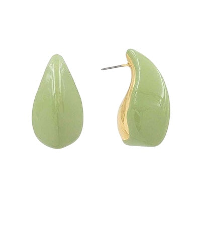 Resin Dipped Half Moon Stud- 3 Colors