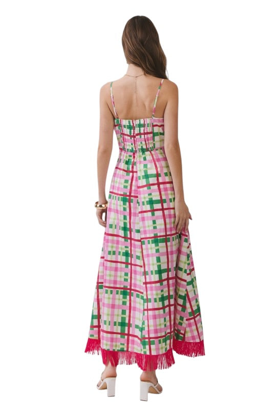 Pink & Green Fringe Midi