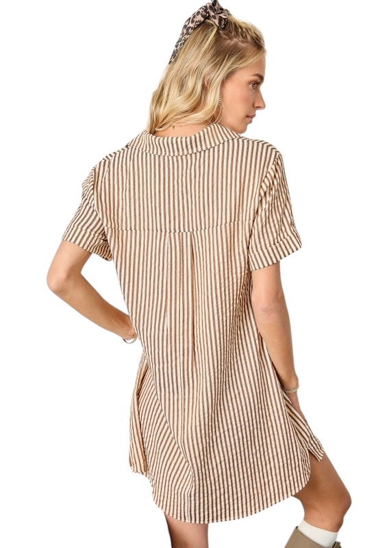 Saddle Stripe Shirt Dress
