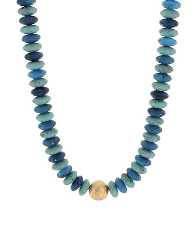 Gold Ball & Gemstone Necklace- 4 Colors