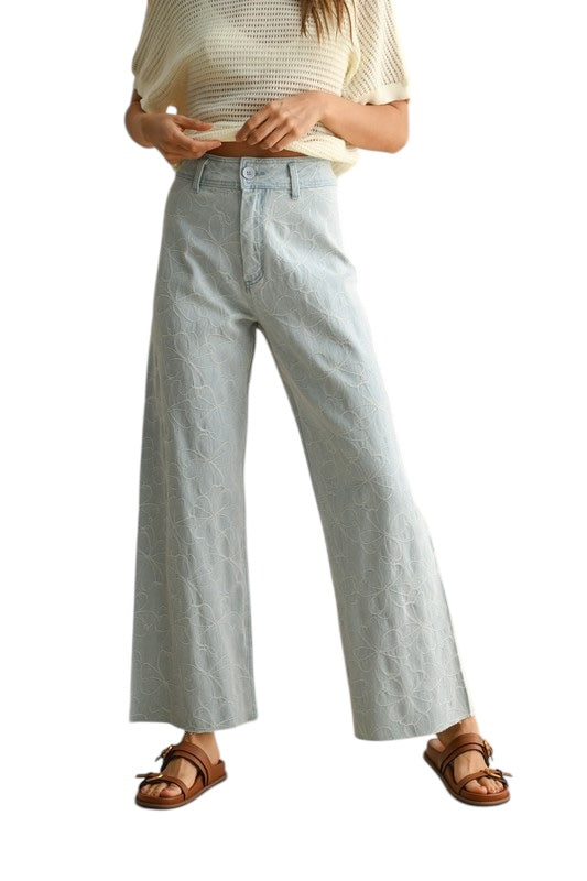 Daisy Stitched Denim Pant