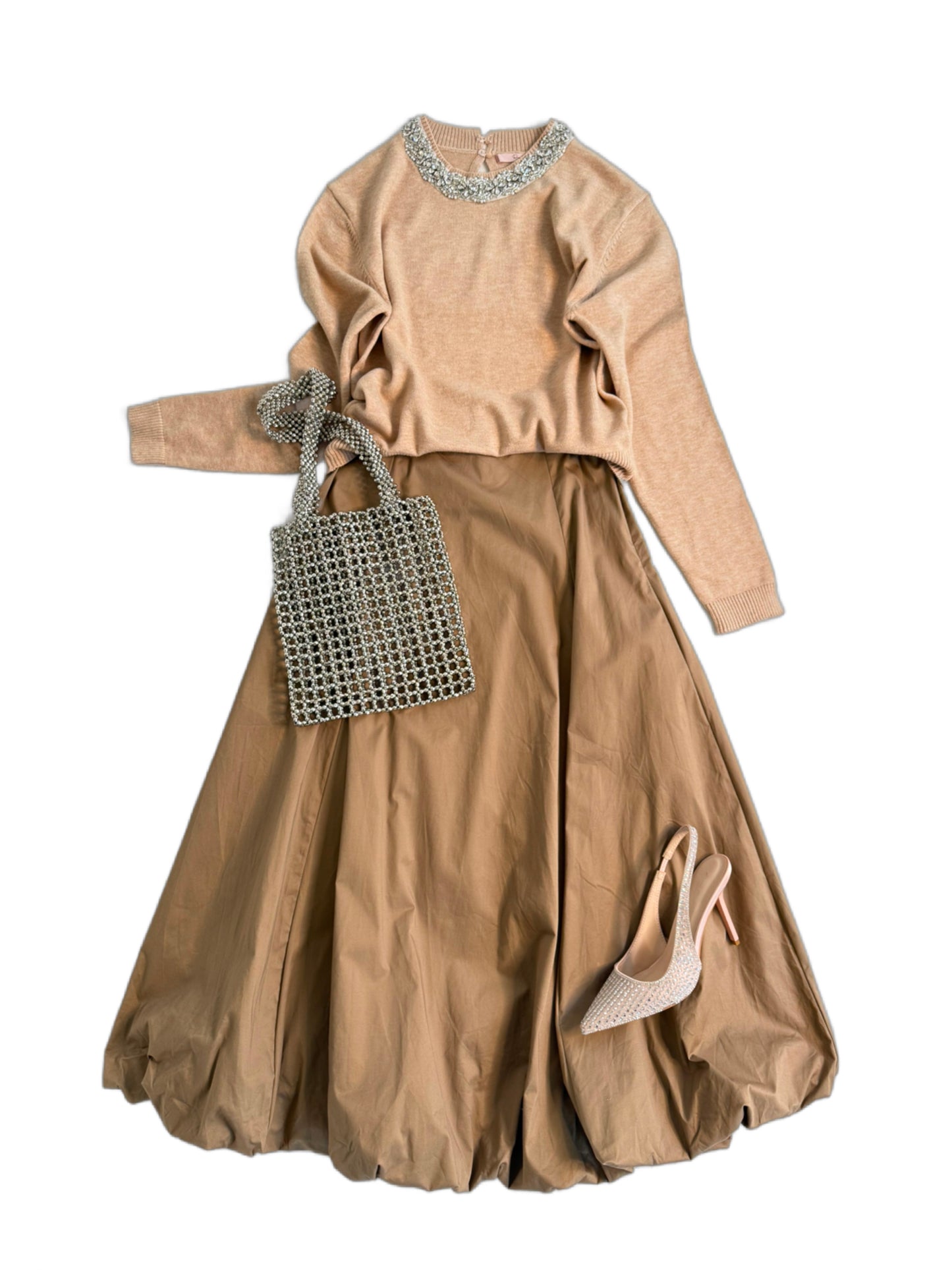 Bubble Hem Poplin Skirt
