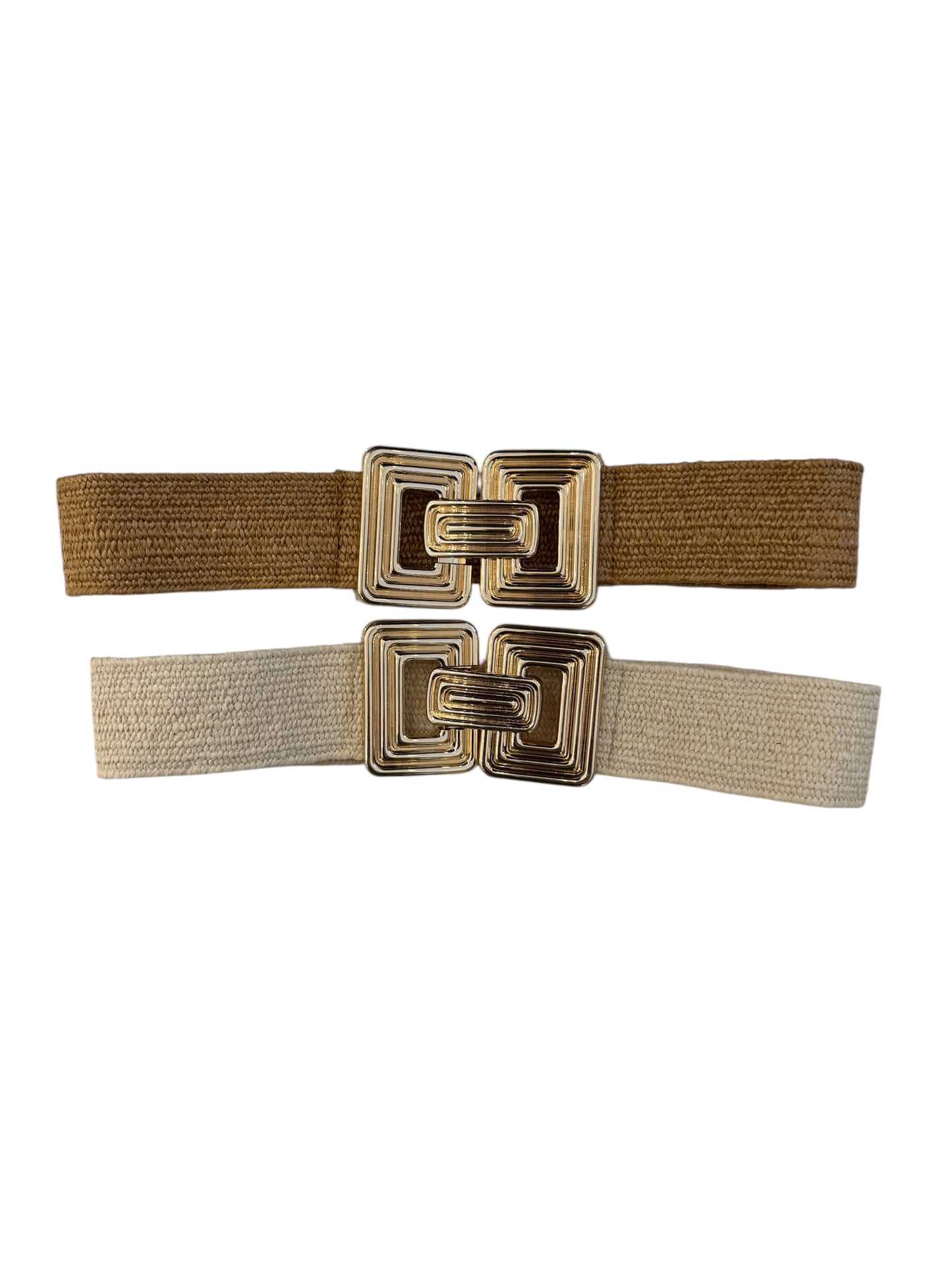Straw Belt W/ Gold Buckle