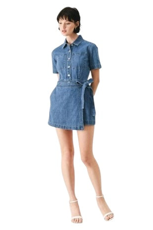 Denim Wrap Front Romper