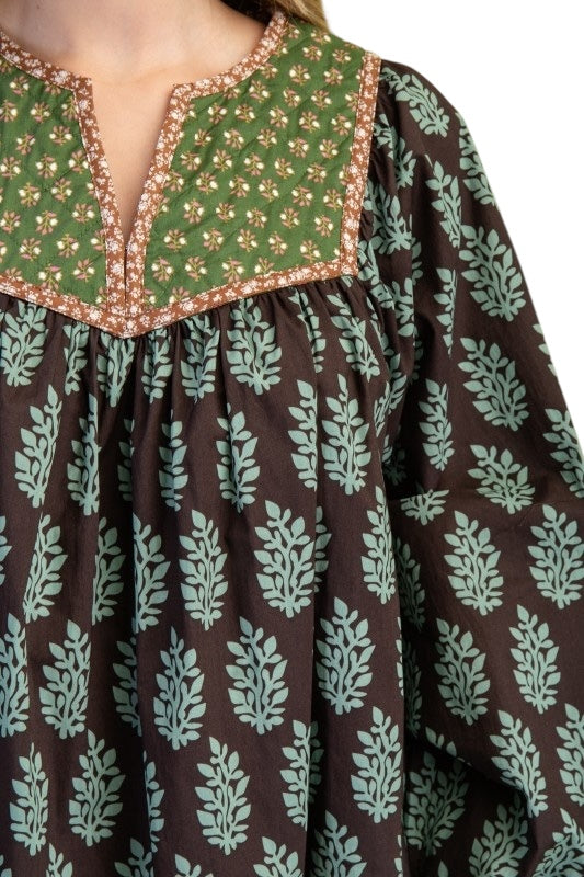 Brown & Olive Cotton Mini