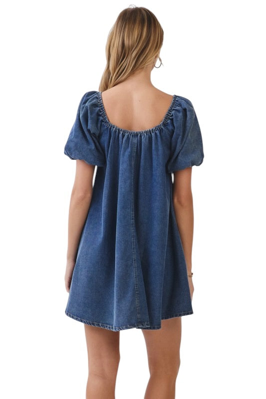 Dark Denim Babydoll Mini