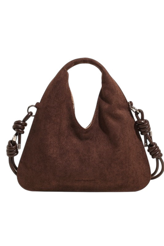 Suede Shoulder Bag w/ Double Knot Strap- 2 Colors