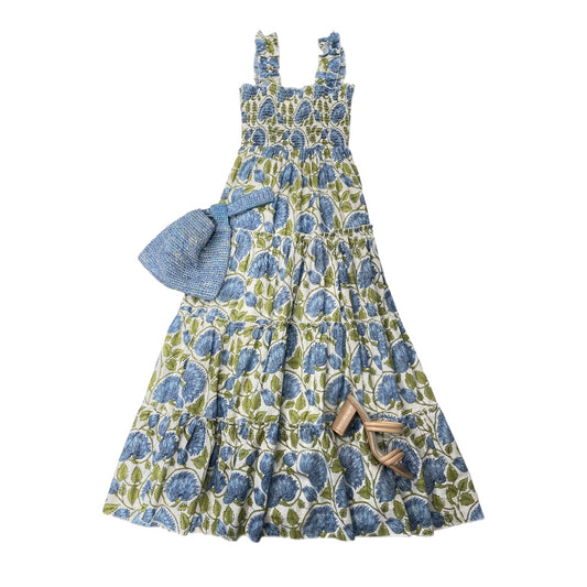 Royal St. Maxi in Green & Blue Floral Vine