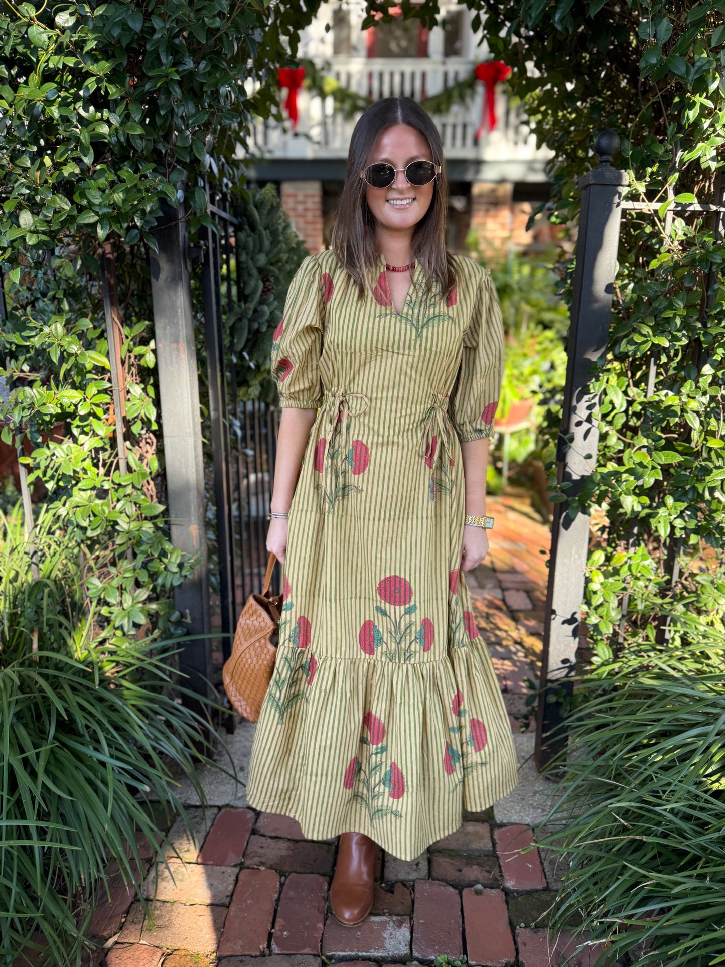 Dauphine Street Midi in Pink & Green Marigold Stripe