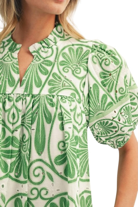 Green Eyelet Cotton Mini