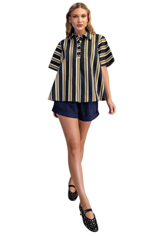 Oversized Poplin Stripes Top- 2 Colors