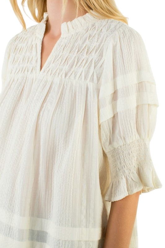 Pintuck Top in Cream