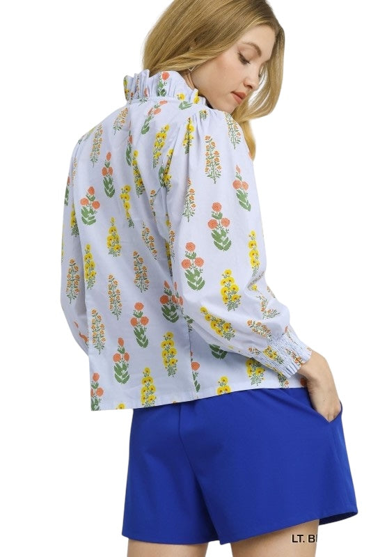 Blue Mixed Floral Top