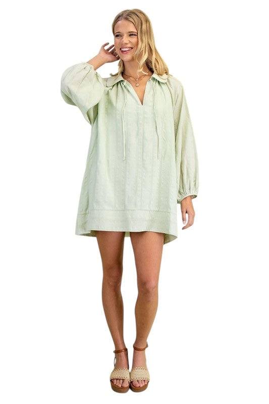 Peter Pan Long Sleeve Mini in Sage