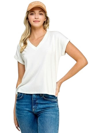 V Neck Tee- Available in two colors!!