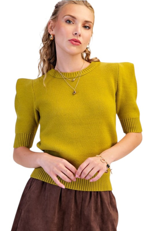 Puff Sleeve Knit Top- 2 Colors