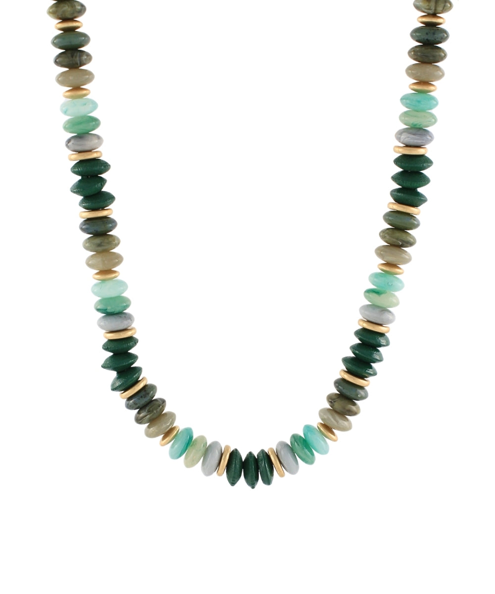 Multi Green Disc Necklace