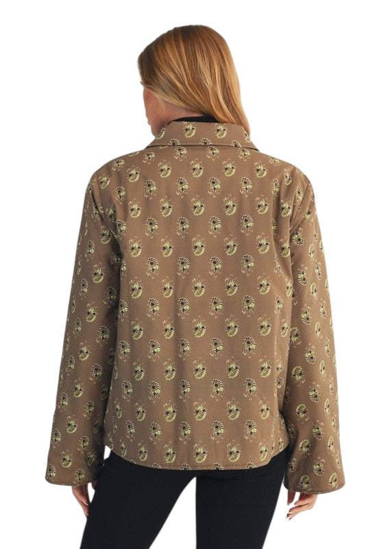 Olive Paisley Quilted Jacket