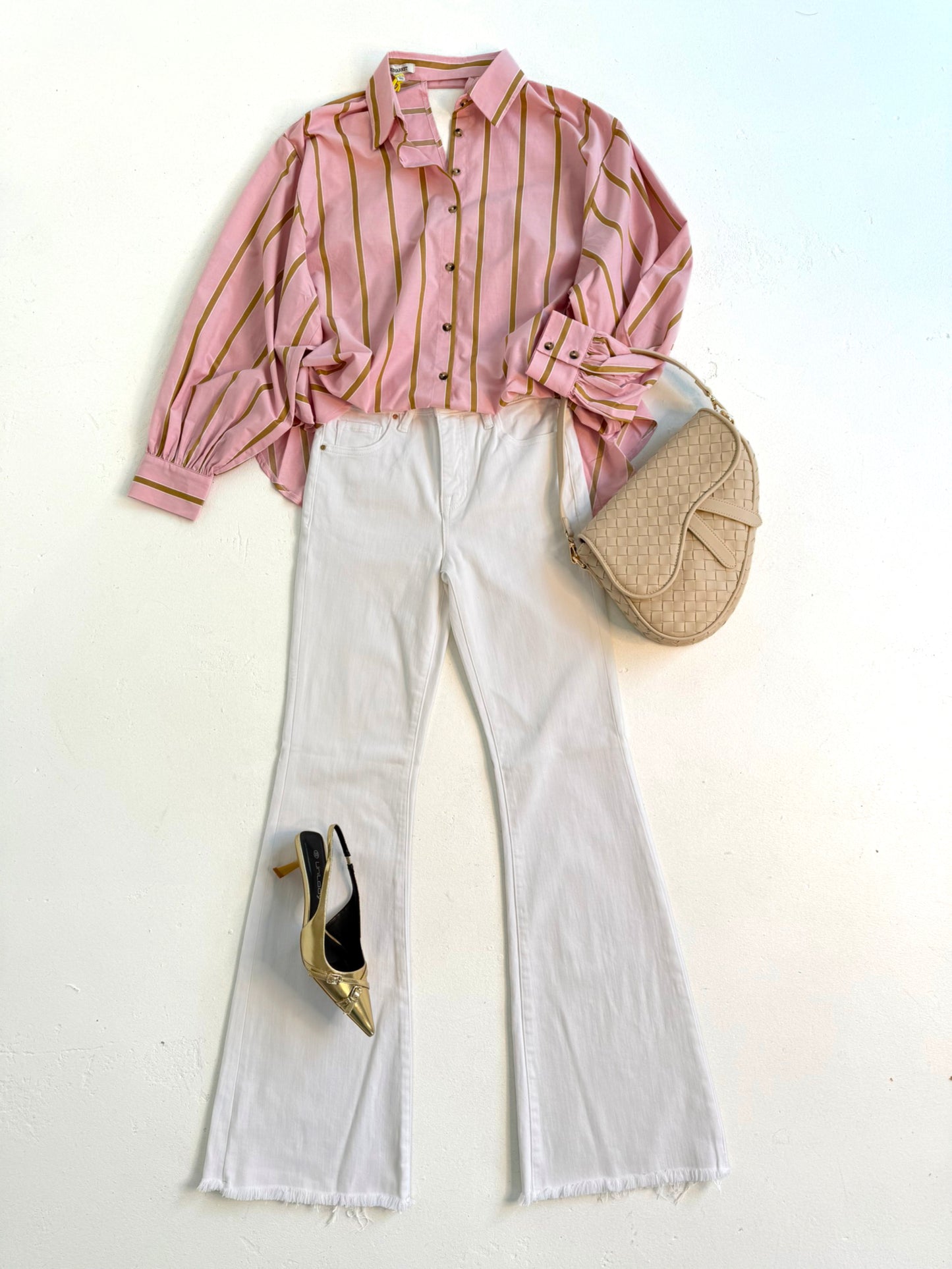 Blush & Gold Stripe Oxford