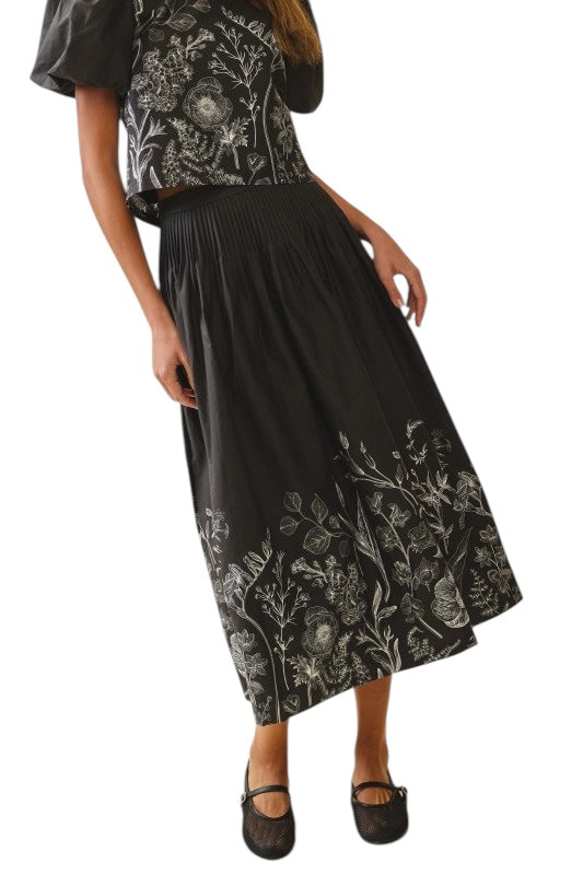 Black Botanical Poplin Set