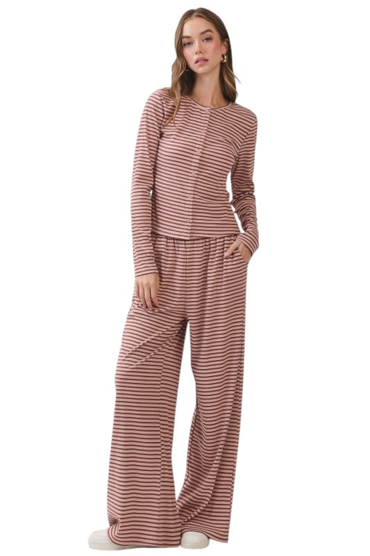 Button Front Stripe Top