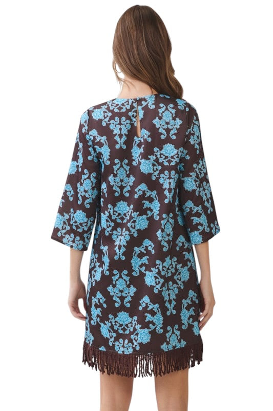 Chocolate & Blue Fringe Shift