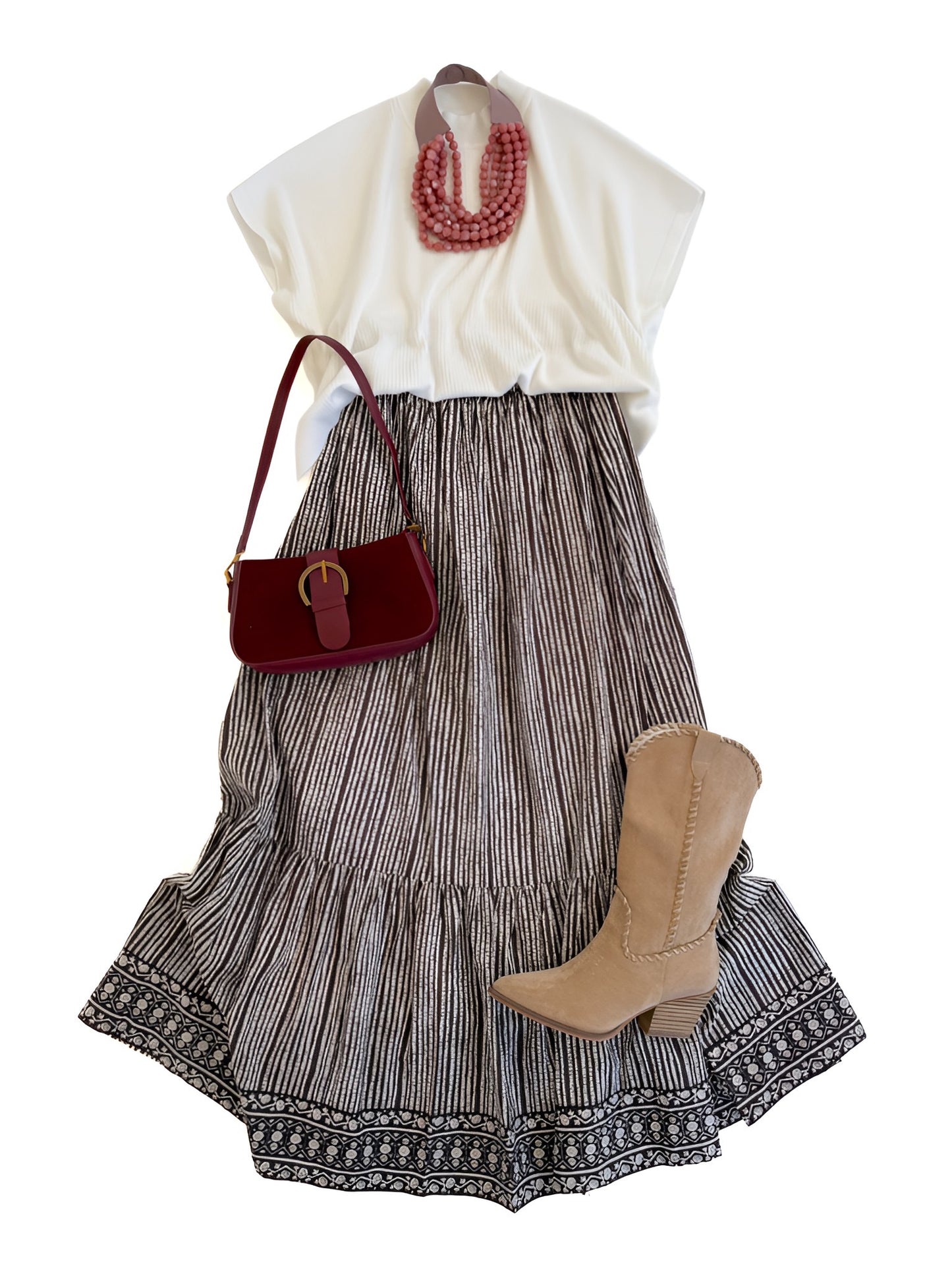 Dauphine Street Maxi Skirt in Brown & Ivory