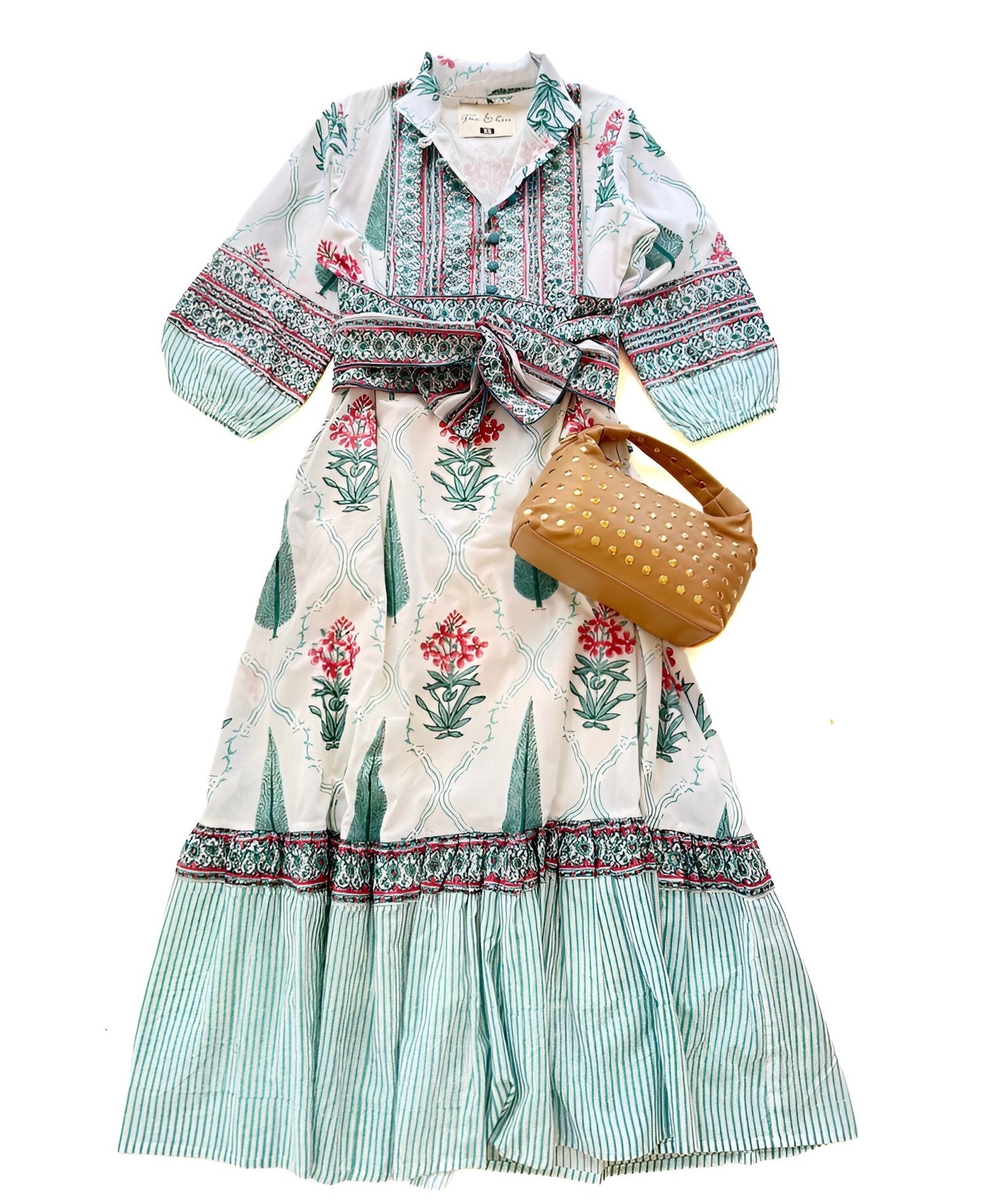 State Street Maxi in Pink & Green Trellis
