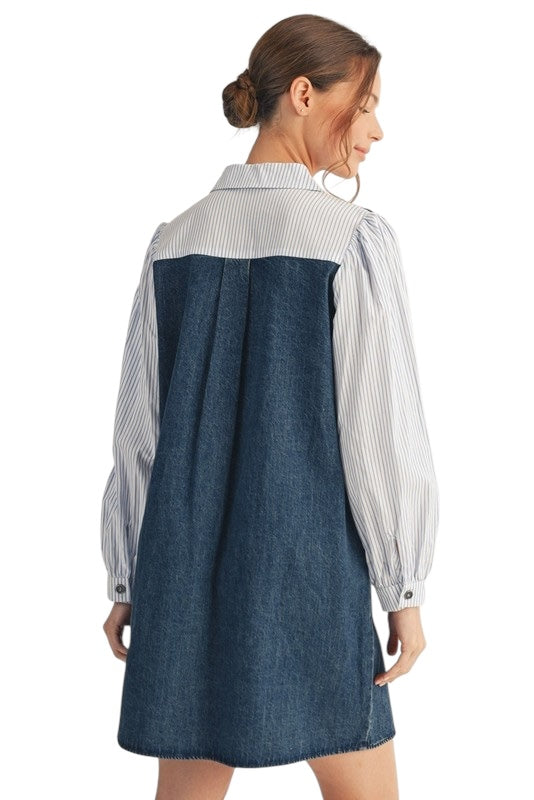 Denim & Poplin Shirt Dress