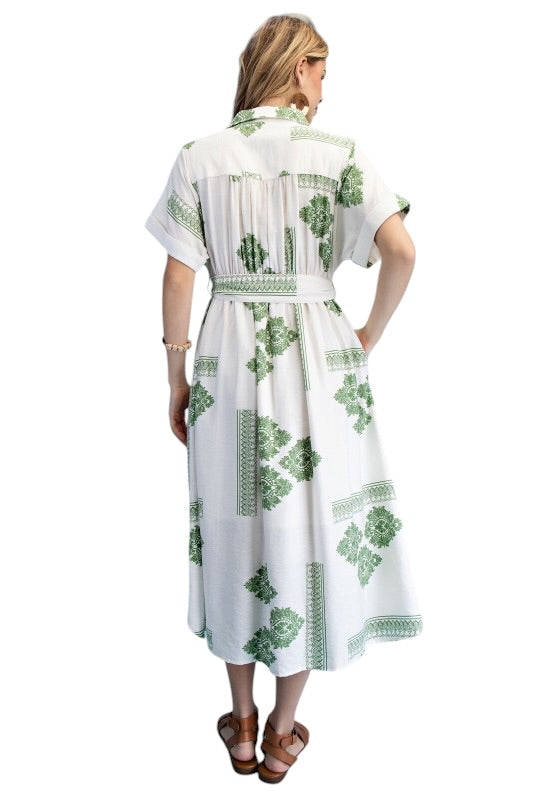 Avocado Aztec Shirt Dress