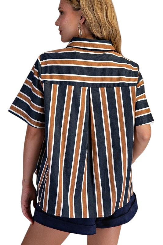 Oversized Poplin Stripes Top- 2 Colors